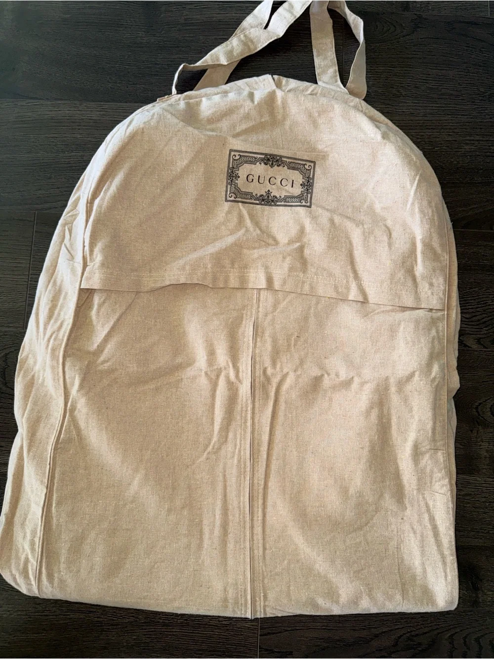 Gucci Beige Garment bag with Black Logo Print